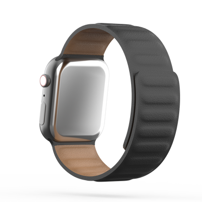 Leather Link Band Black - For Apple Watch