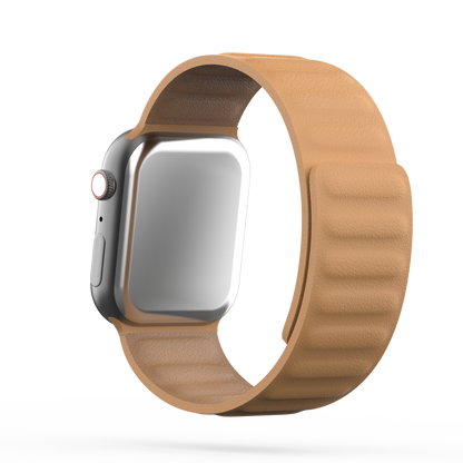 Leather Link Band Golden Brown - For Apple Watch