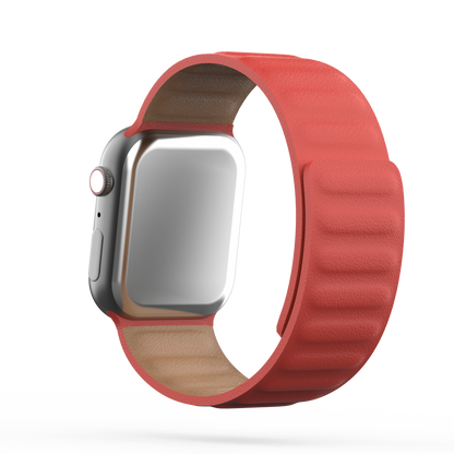 Leather Link Band Red - For Apple Watch