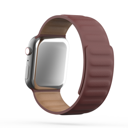 Leather Link Band Ruby Brown - For Apple Watch